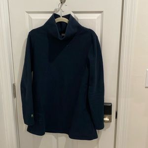 Navy fleece tunic with pockets at hips